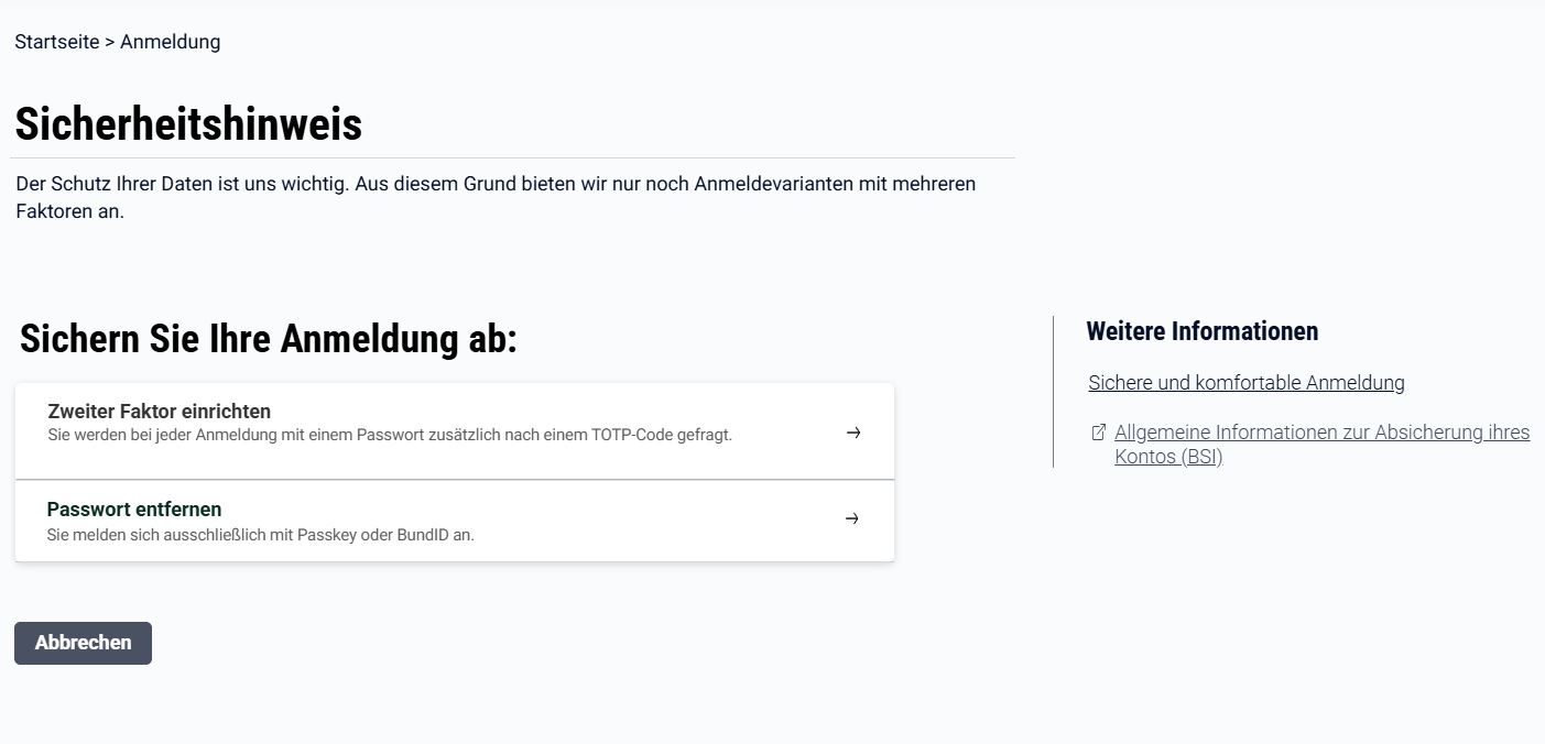 Einrichtung der Mehr-Faktor-Authentifizierung auf dem Smartphone.